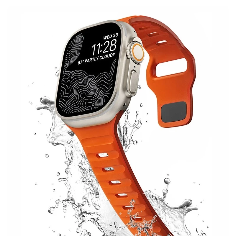 애플 워치 밴드용 소프트 실리콘 스트랩, 울트라 49mm, 45mm, 44mm, 42mm, 41mm, 40mm, 38mm, 스포츠 워치 밴드, 아이워치 시리즈 9, 8, 7, 6 팔찌