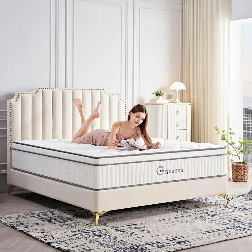 12 Inch King Size Mattress in a Box, Memory Foam Hybrid Mattress for Motion Isolation, Soft and Comfortable, Pressure Relief, Me 6