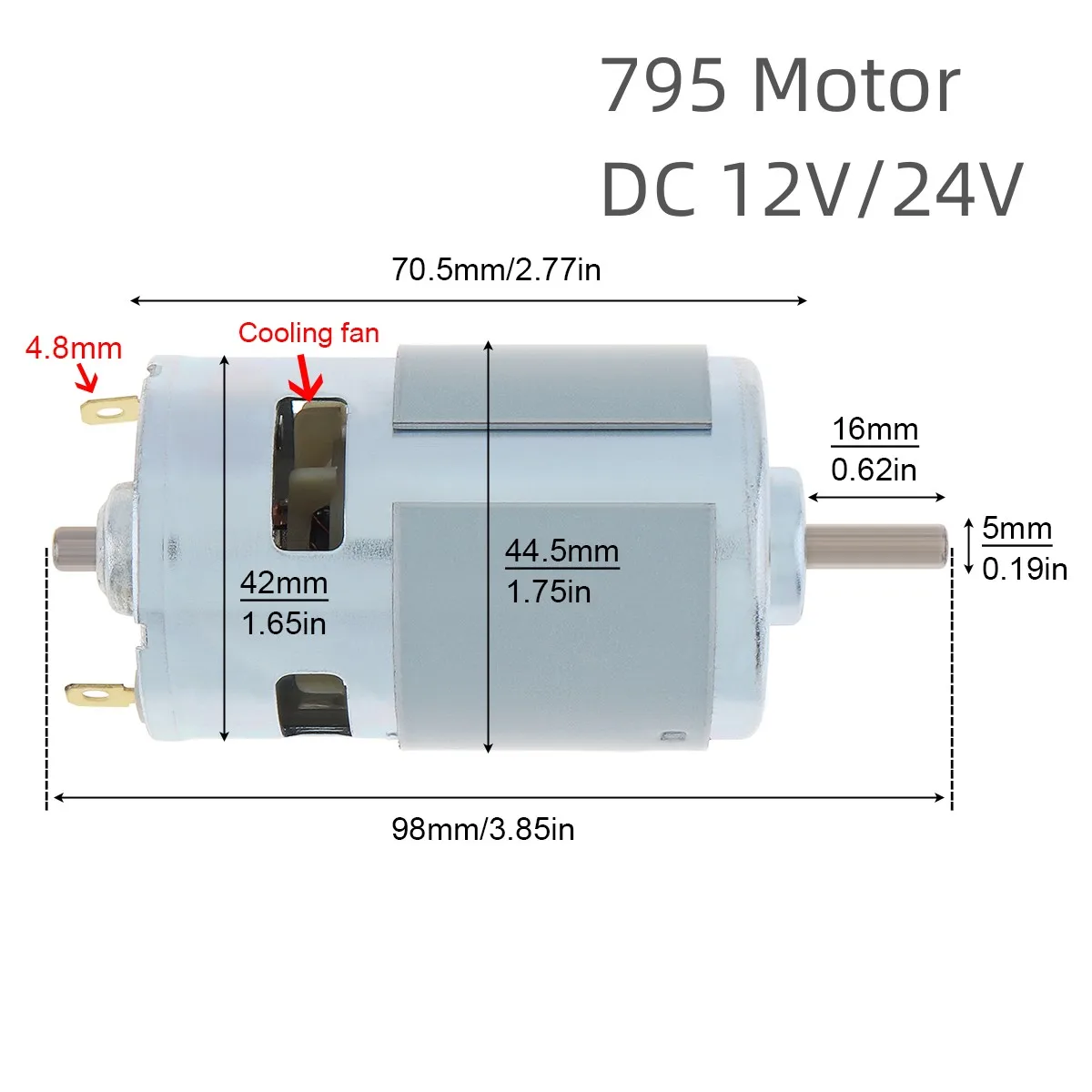 775/795/895 DC モーター 12V ダブルボールベアリングモーター大