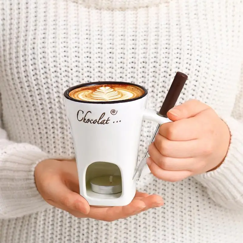 Chocolate Melting Cup Fondue Mug Ceramic Hot Pot