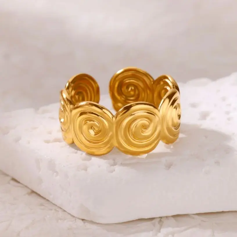 Stainless Steel Thread Round Rings For Women