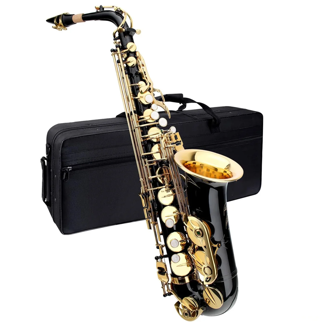 SLADE Black Gold Key Alto Saxophone Beginner Set for Adult Student Saxophone Eb Professional Brass with Woodwind Parts