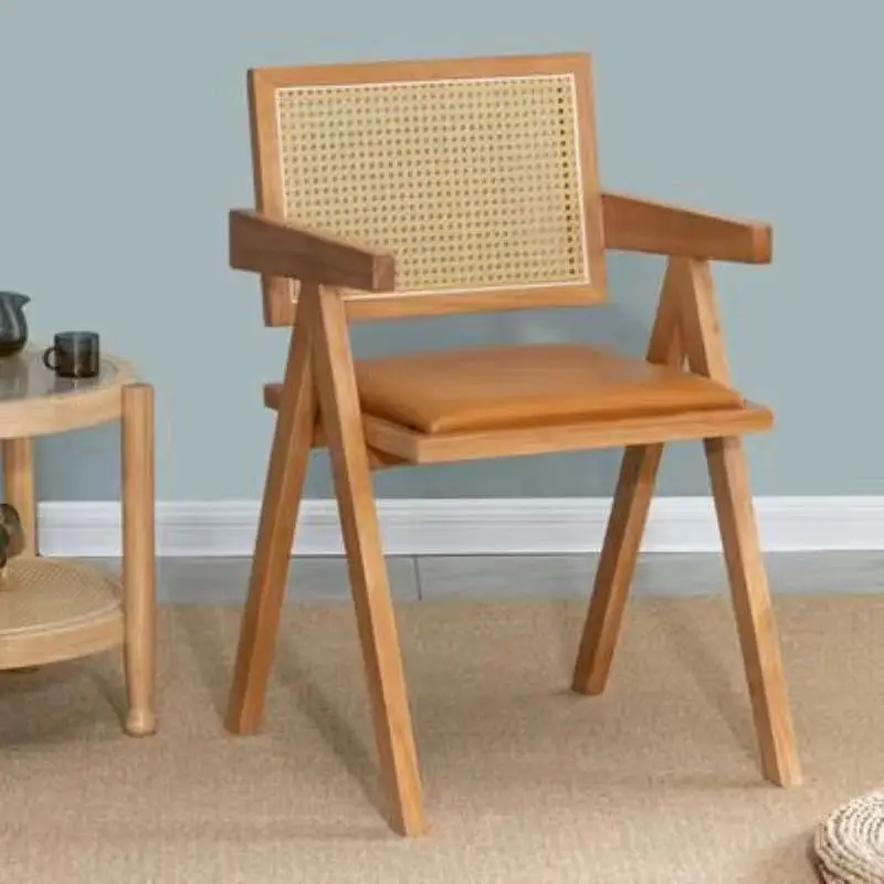 Nordic Solid Wood Rattan Dining Seat Home Balcony Relaxation Garden Chair Natural True Netizen Hostel Chandigarh Outdoor Chair