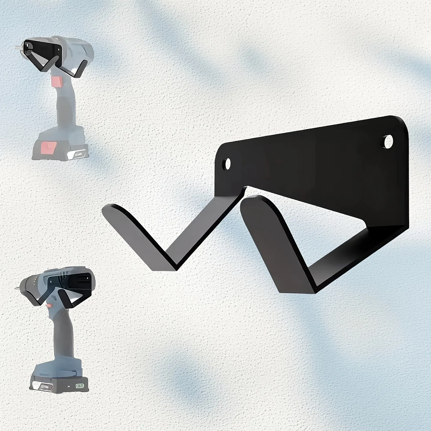 מדף מתכת לכלי חשמליים מותקן על הקיר, מארגן אחסון לקיר למגרש עבודה, לוח תצוגה ומרווח לארון