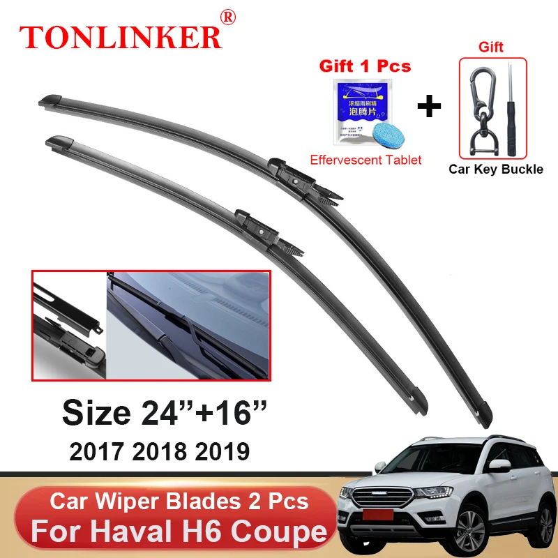 

Автомобильные щетки стеклоочистителя TONLINKER для Haval H6 Coupe 2017 2018 2019 2.0DCT, автомобильные аксессуары, щетки стеклоочистителя переднего стекла, резак
