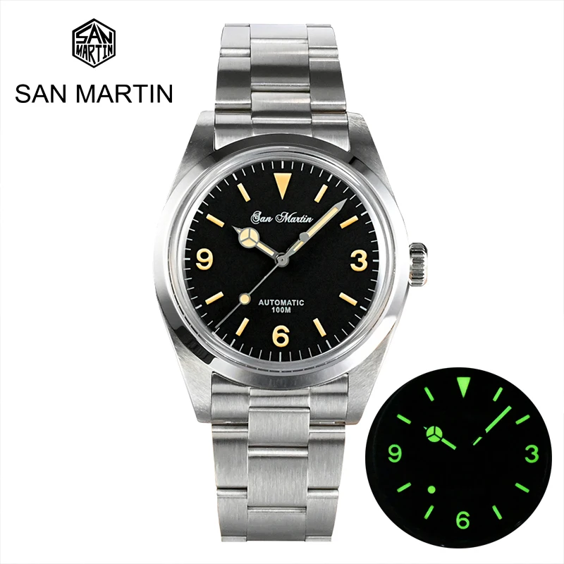 

San Martin 39mm Explore Climbing Series Men Watch Sport Retro Luxury Sapphire YN55 Automatic Mechanical Watches 10Bar Luminous