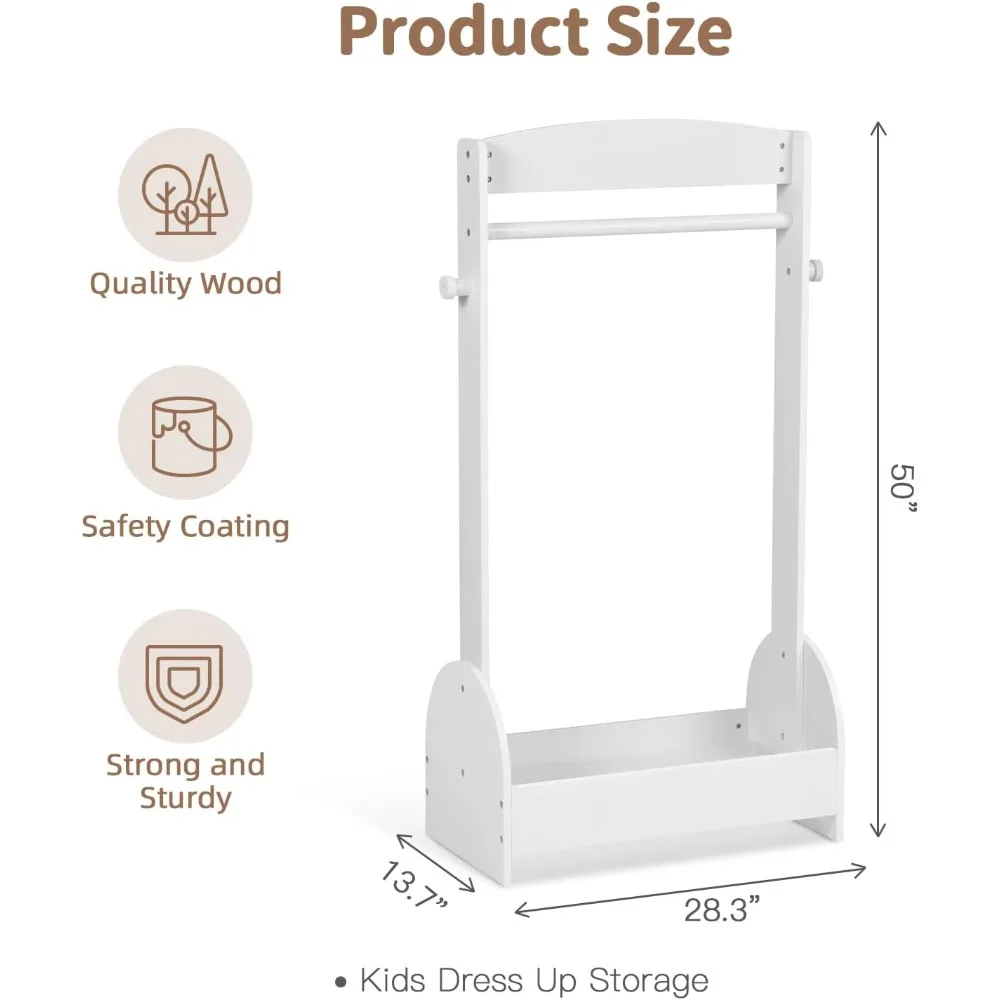 Children's Wardrobes, Kids Dress Up Rack, Open Hanging Armoire Closet, Clothes Storage Rack Wood Standing Closet