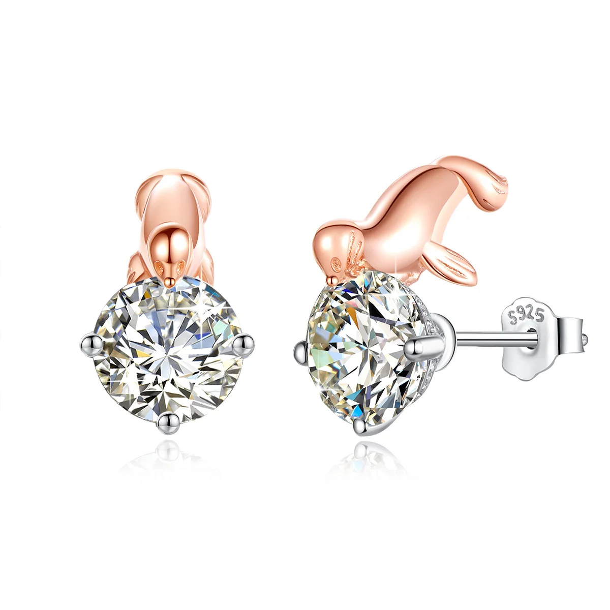 

Seals Moissanite Stud Earrings Plated Rose Gold 925 Silver with GRA Certificate Anniversary Dating Wedding Gifts Fine Jewelry