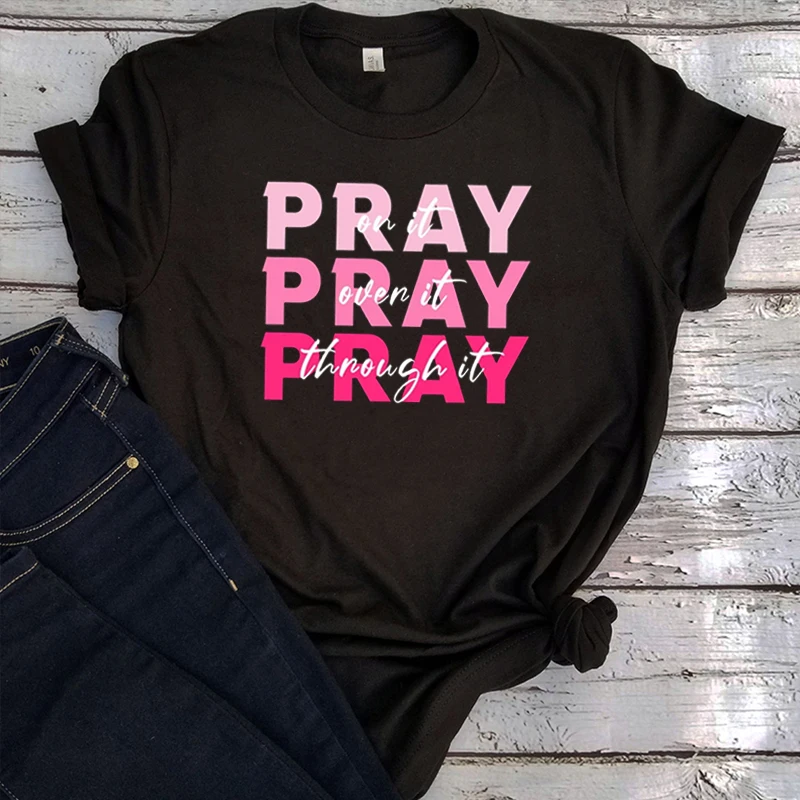 

Pray on Shirt Power Vintage Clothes Prayer Tshirt Christian Shirts for Women Harajuku Religious Tshirt Aesthetic