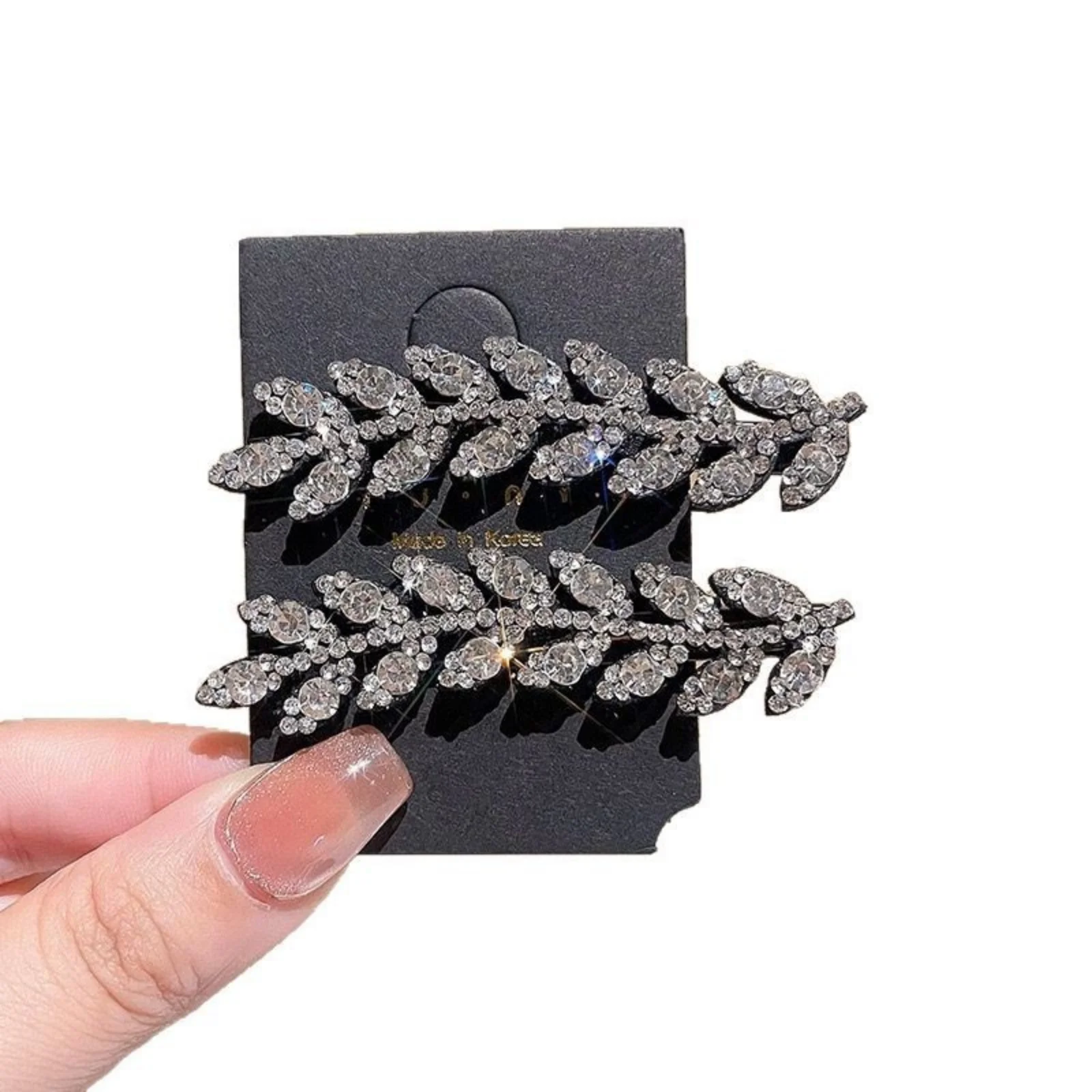 2PCS Rhinestone Leaf Hair Clips, Sparkly Crystal Hair Accessories for Women, Elegant Hair Decor for Updos
