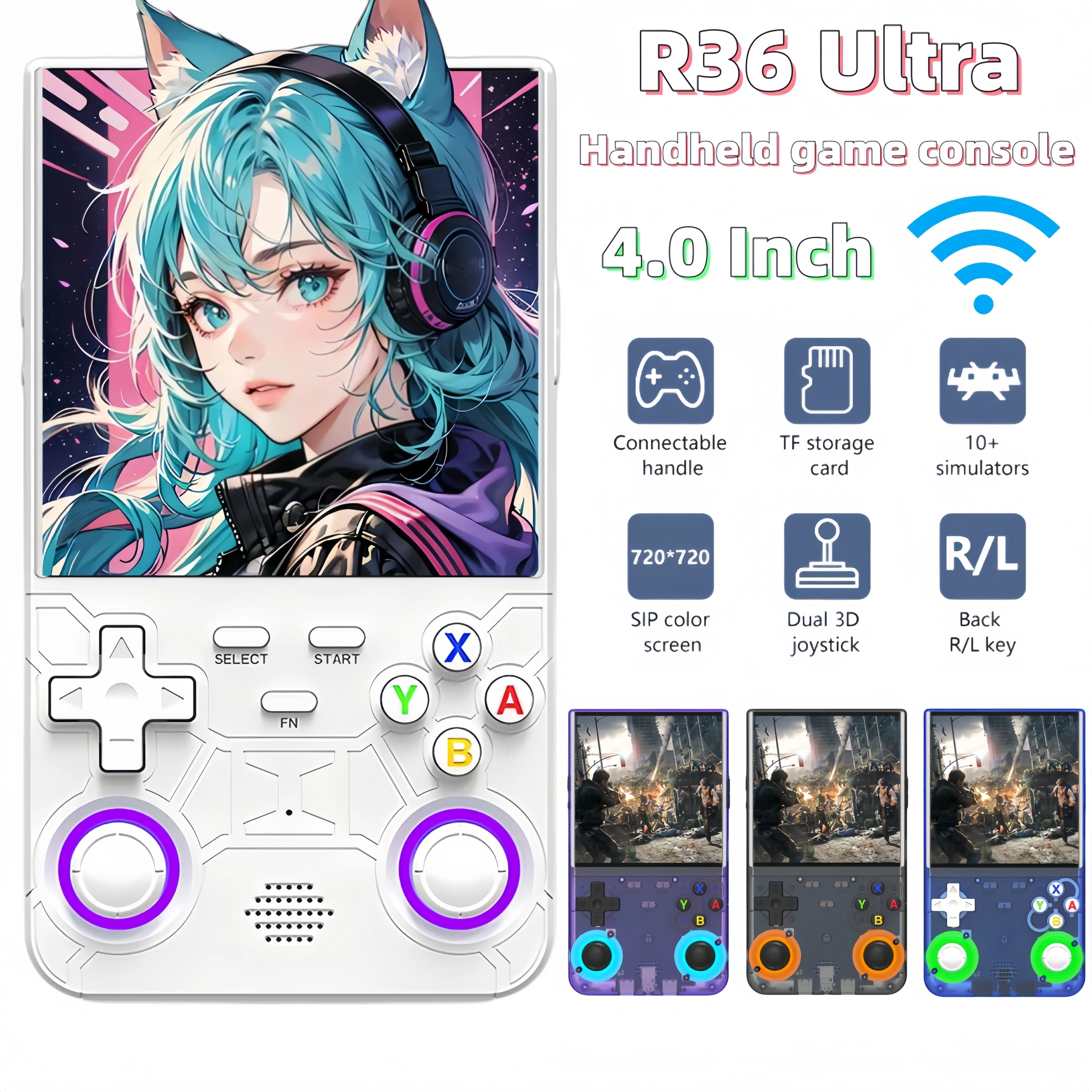 Console de Videogame Retro Portátil R36S R36 Ultra com Tela IPS 128GB ...