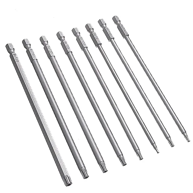 150mm Magnetic Torx Screwdriver Bit 1/4'' Hex Shank T8/10/15/20/25/27/30/40 Plum Hollow Head For Electric Screwdriver Air Drill 4