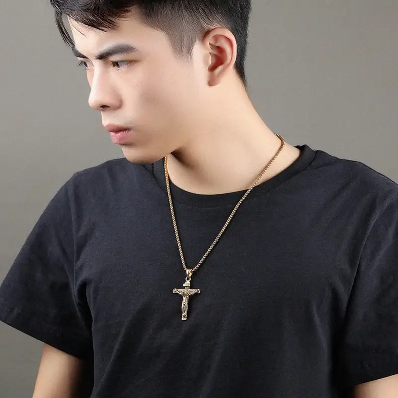 Premium Cross Necklace for Women 18k Gold Plated Trendy Gold Cross Pendant Chain for Girls Crucifix Necklace for Women Girls - Image 2