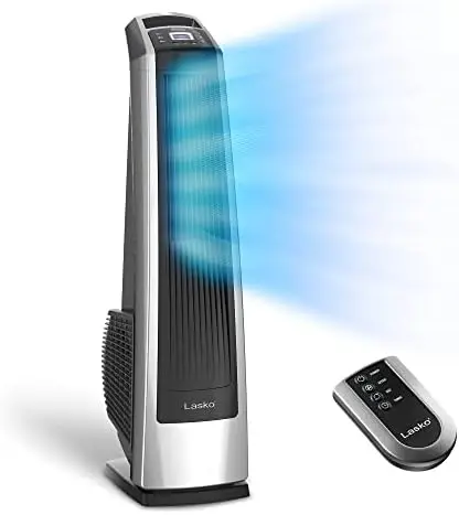 

Oscillating High Velocity Fan, Remote Control, Timer, 3 Powerful Speeds, for Garage, Basement and Gym, 35" Silver and Black Fan