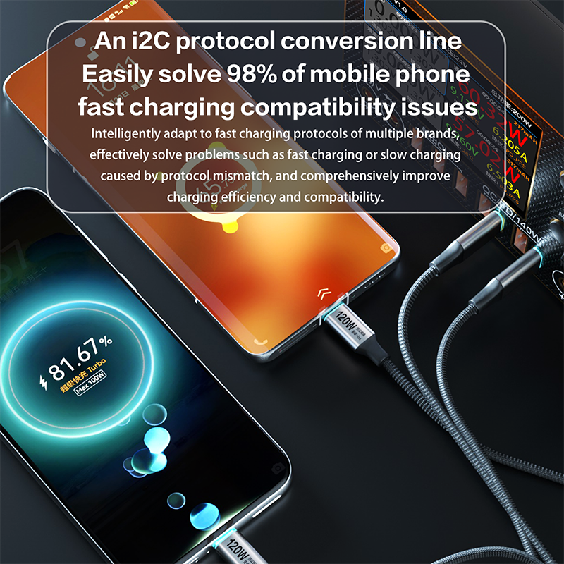 I2C Turbo Universal Flash Charging Cable Used with C10 Waveform Meter To Solve Mobile Phone Fast Charging Compatibility Problems