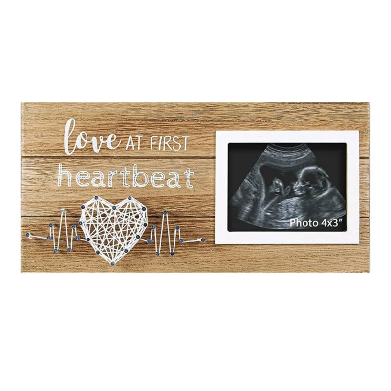 

Pregnancy Mom Gift Wooden Picture Frame Ultrasound Picture Storage Baby Photo Frame with Love Heart Decor