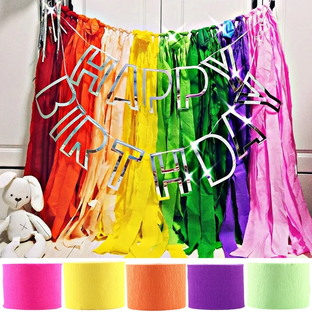 Rainbow Crepe Paper Streamers Decorations Crepe Paper Roll for