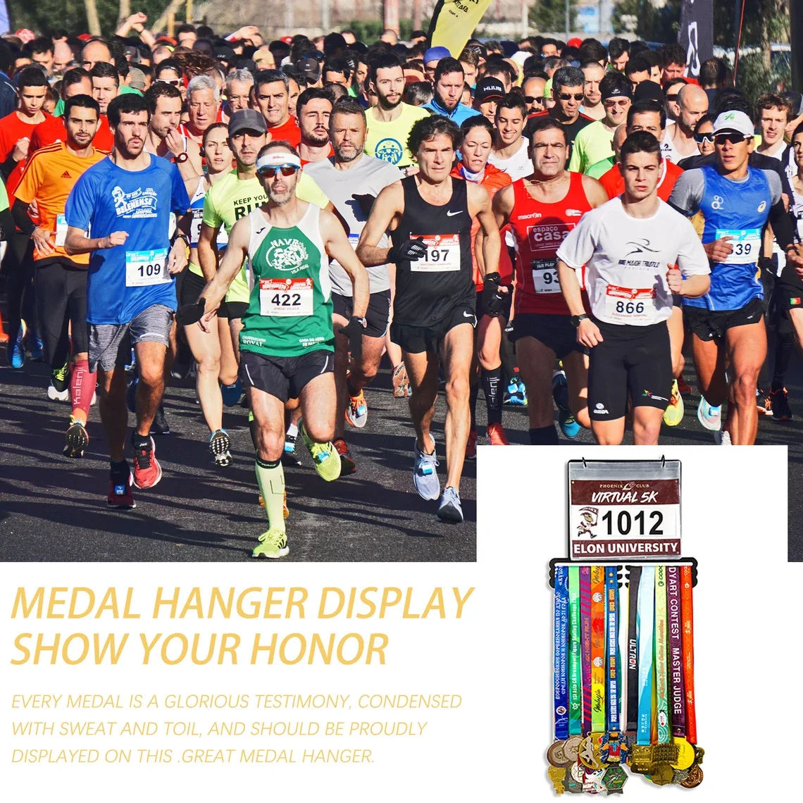 Acrylic Display Stand Medal Hanger Display for Runner Race Bib 3 Rows
