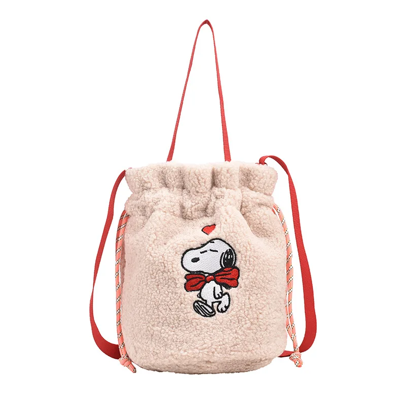 

Kawaii Snoopy Cartoon Cute Plush Drawstring Bucket Bag Casual Versatile Girl Shoulder Crossbody Bag Handbag