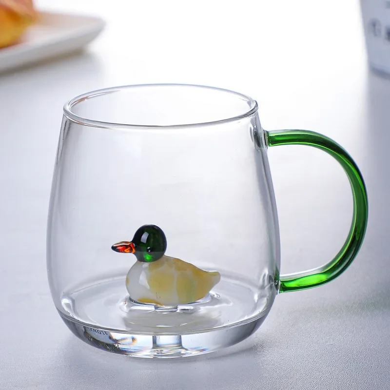 

Cute High Borosilicate Glass Cartoon Animal Shape Glass Home Single Layer Cup Living Room with Guests Juice Cold Drink Cup
