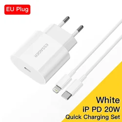 Essager 20W Fast Charging Type - C Lightning Charger Set with PD QC Technology - EU Plug