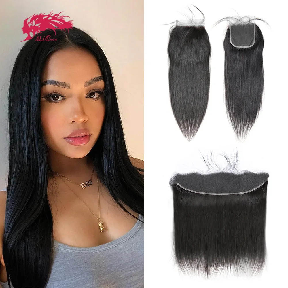 Ali Queen Hair Straight 2x6 4x4 5x5 HD Lace Closure Human Hair Frontal Lace Only 13x6 Brazilian Raw Virgin Hair HD Closure