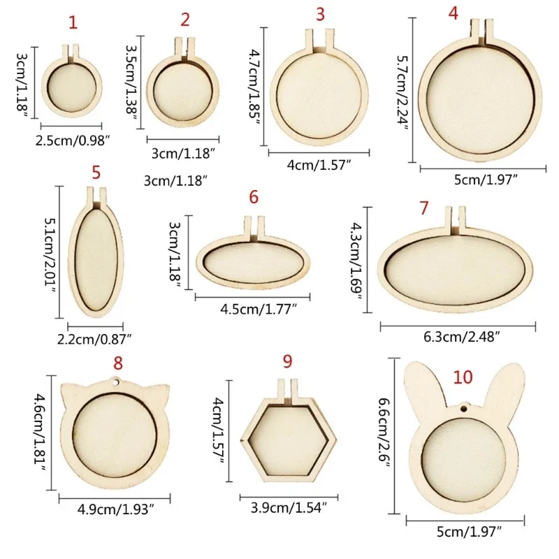 Mini telaio da ricamo Anelli Piccolo telaio da ricamo in legno rotondo Strumenti per cucire a croce per pendenti da ricamo lisci