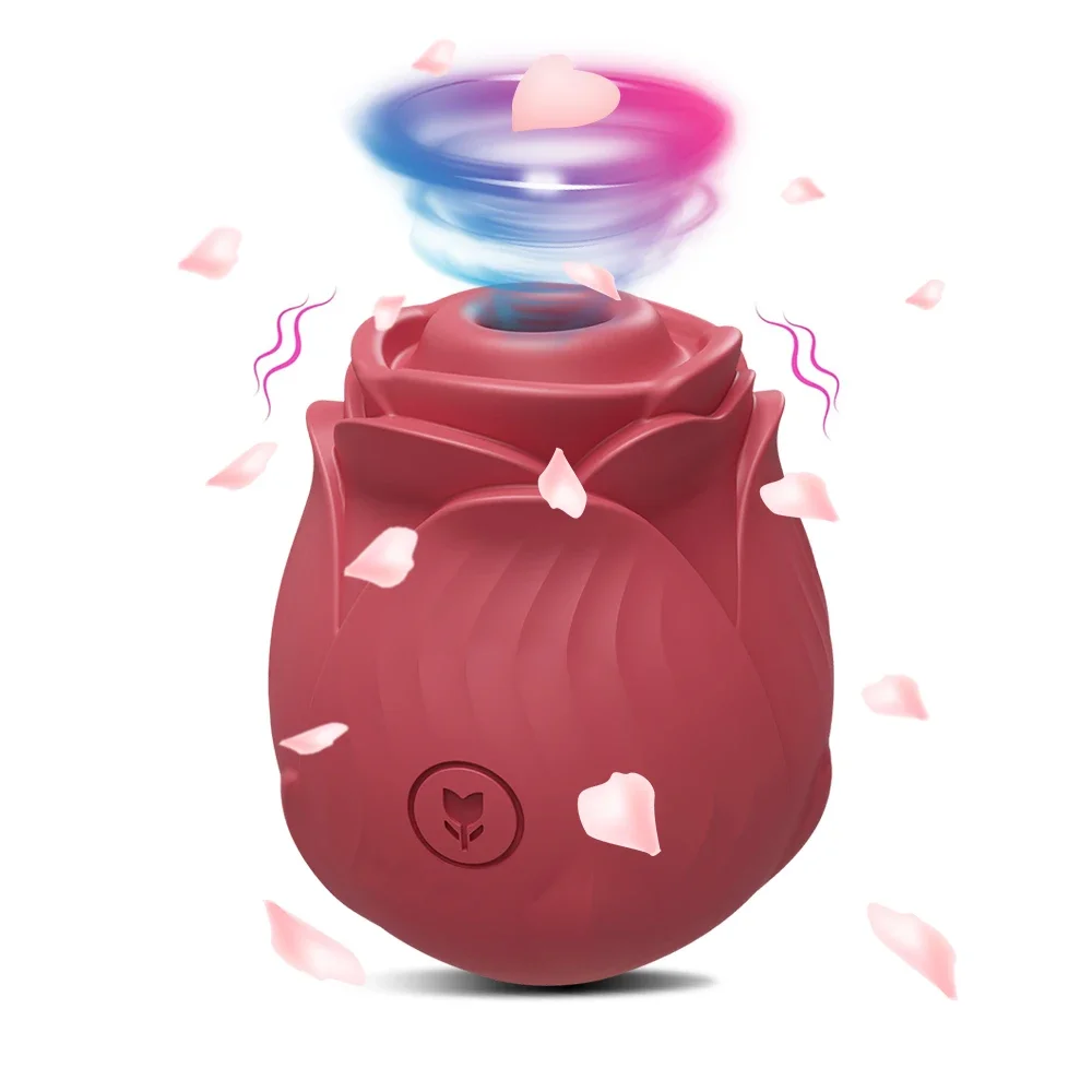 Rose-Sucking Vibrator for Women Clit Clitor Stimulator G Spot Thrusting Dildo Vibrating Female Masturbator Massage Adult Sex Toy