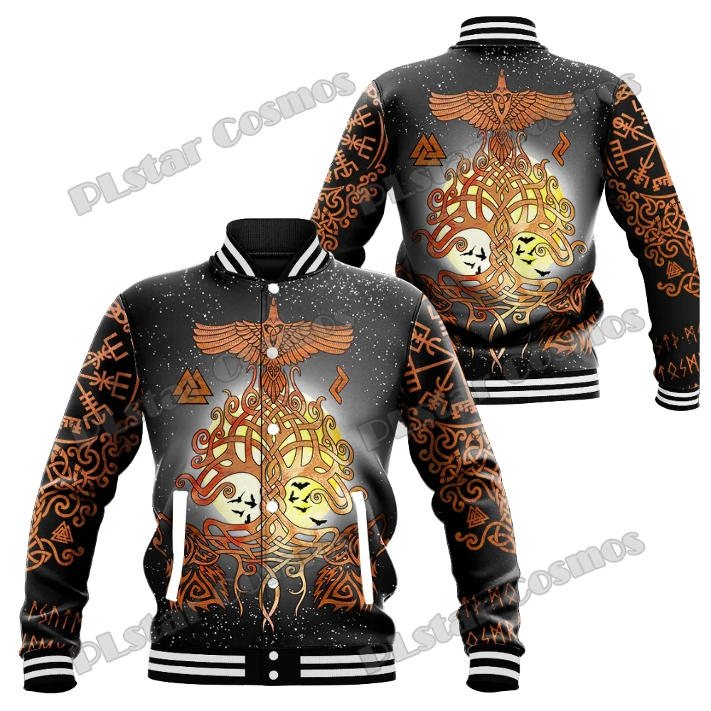 

Yggdrasil Raven & Wolf Tattoo 3D Printed Men Bomber Full-Snap Varsity Letterman Jacket Winter Unisex Casual Baseball Jacket AK11