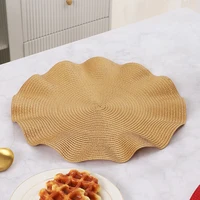 Round Braided Placemats Set Of 2 Place Mats Corrugated Edge For Dining Tables Woven Washable Non-Slip Table Mats 15 Inch 4