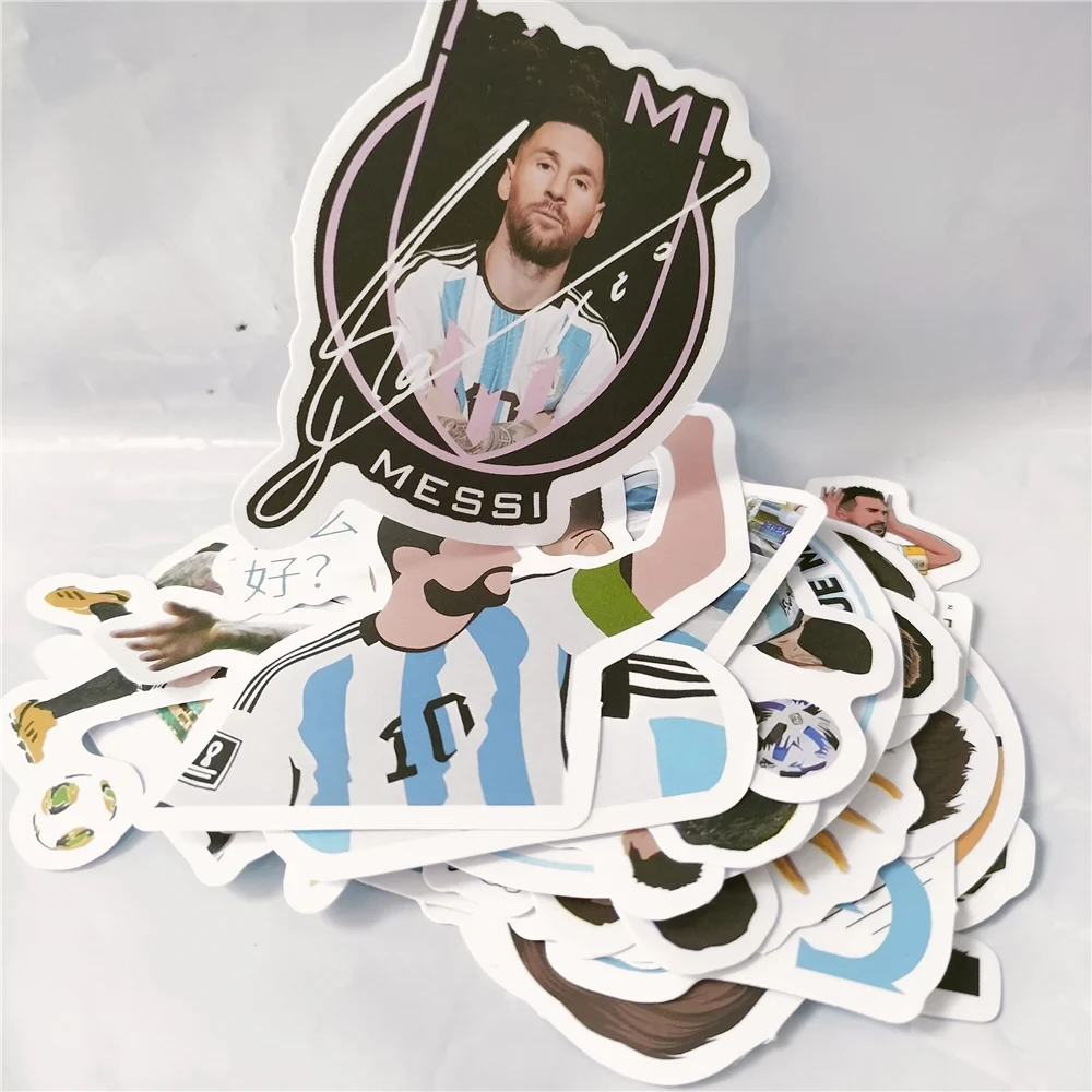 Fan Club Bar Vinyl Art Home Decor Wall Stickers Messi Football Star Waterproof Cartoon Sticker 52Pcs No Repeat