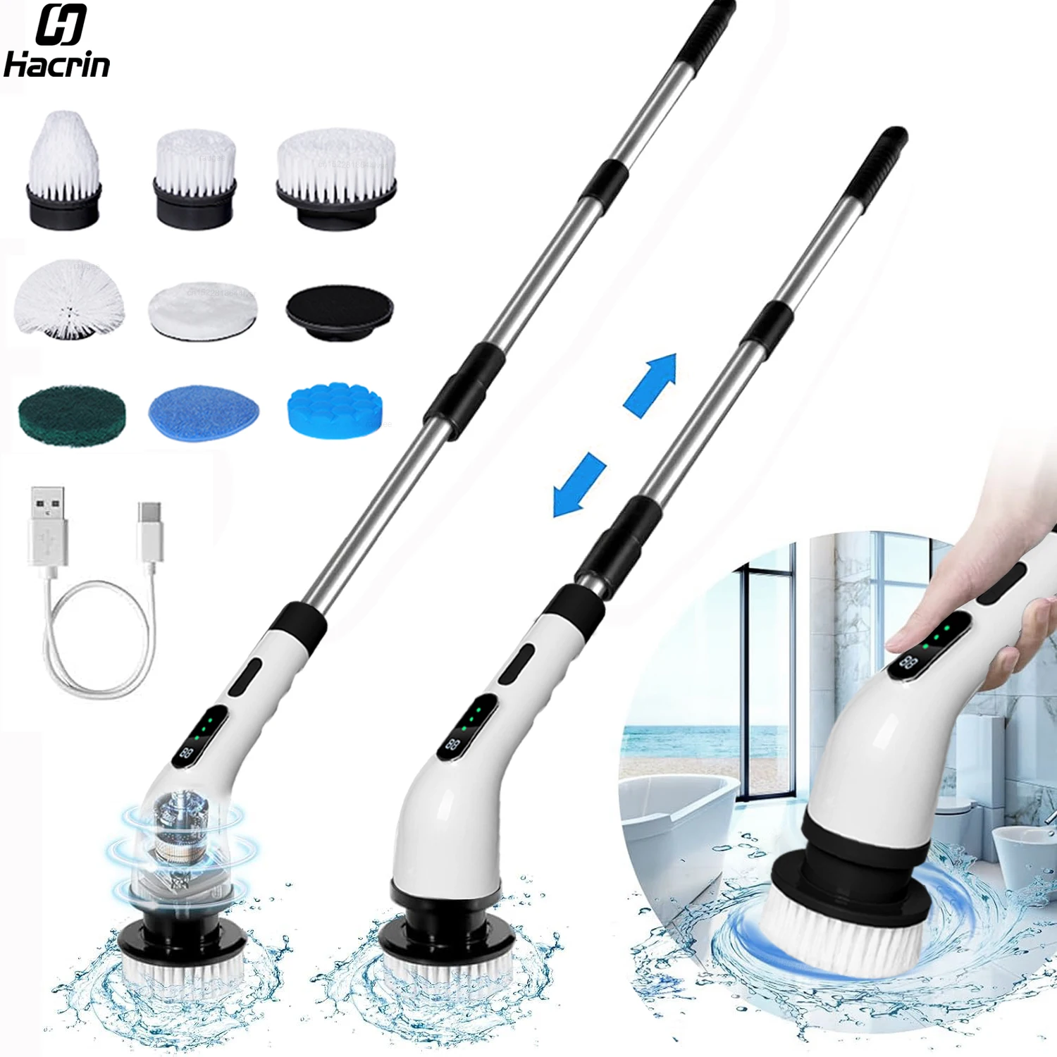 Electric Cleaning Brush Multifunctional Electric Bathroom Cleaning Brush Household Rotation Cleaning Brush for Toilet Kitchen