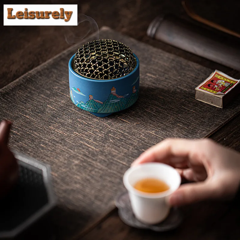 Antique Great Wall Plate Incense Holder Zen Incense Waterfall Incense Burners Consecrate Censer Tea Ceremony Accessories Craft