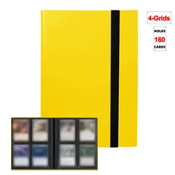 Premium Trading Card Binder - Durable Side - Loading Card Holder with PP Cover, Holds 160/360/480 Cards (Yellow 4 Grids)