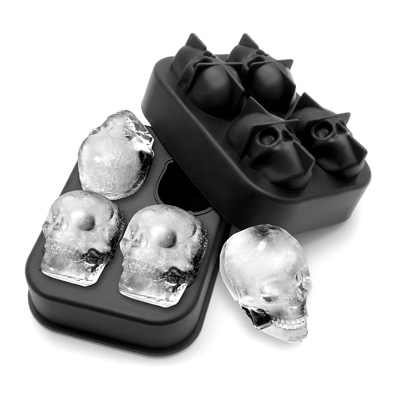 Creative Skull Shape Silicone Ice Hockey Ball Mold 4 Grid Large Ice Whisky Grid DIY Model Ball Tool DIY Mould Maker