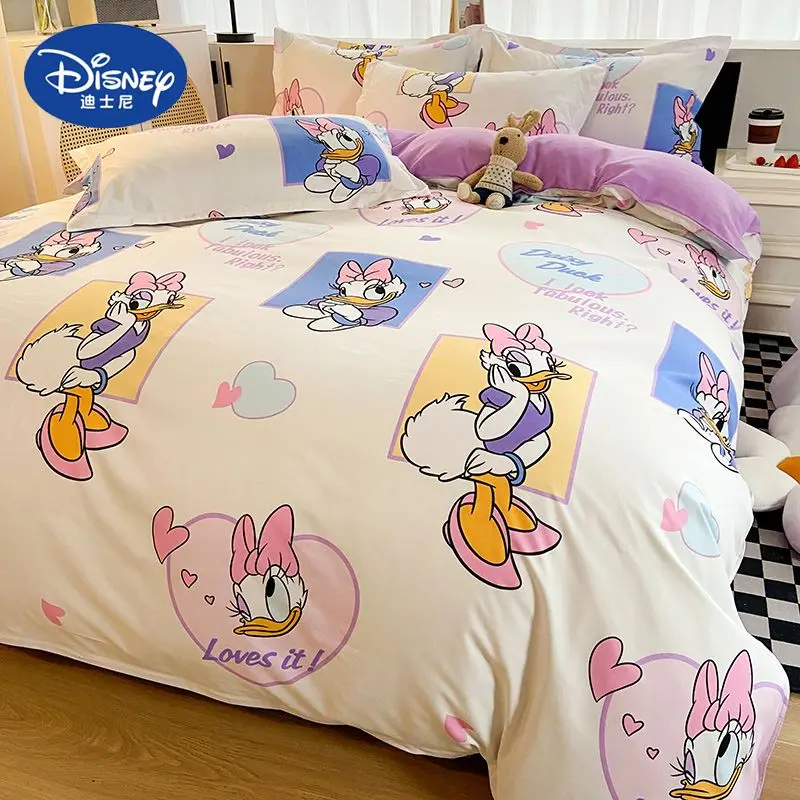 

New Stitch Lotso Mickey Daisy Duck anime cartoon pure cotton printed bedroom bedding Disney cute children not easy to pill 4pcs