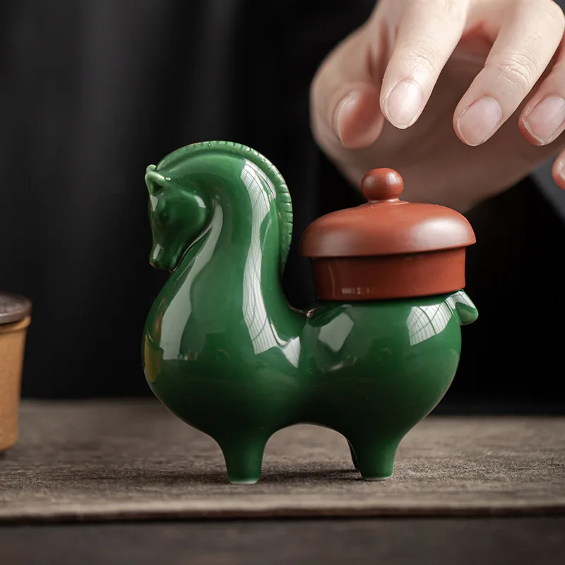 Creative Cute Ceramic Small Tang Horse Decoration Chinese Style Living Room Office Tea Desktop Decoration Handmade Crafts