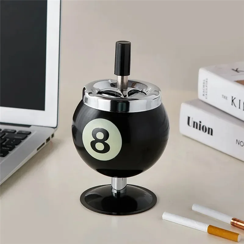 Creative Push Down Cigarette Ashtray Billiards Ball Ashtray Metal Smoking Ash Tray for Indoor or Outdoor Use metal ashtray