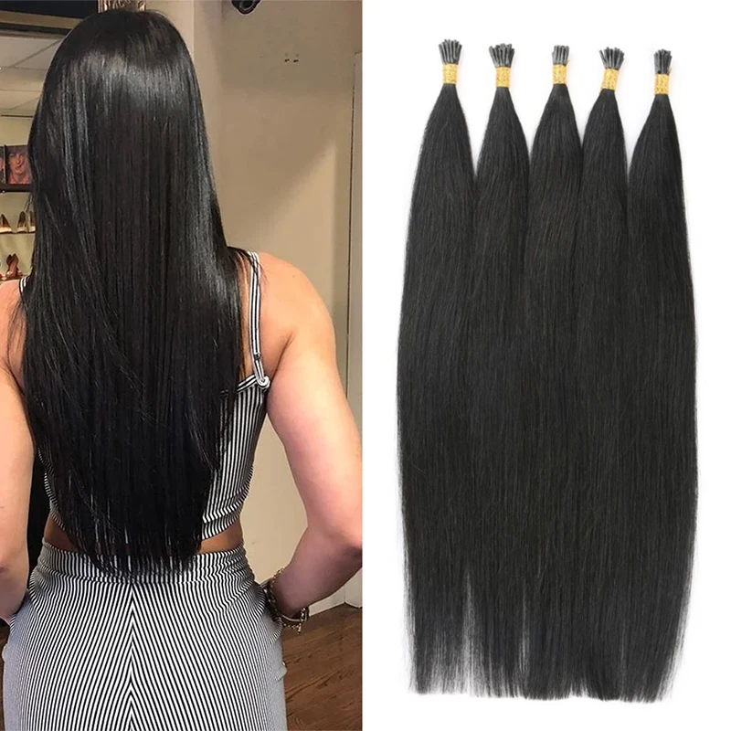 Top Quality Unprocessed I-tip Hair Pre-bonded Human Keratin Russian i tip human hair extensions Straight I Tip Hair