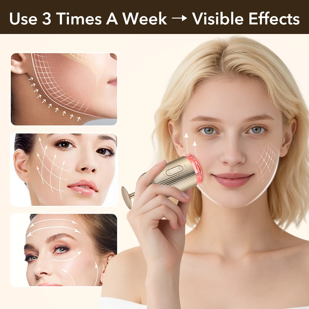 EMS Face Lifting Device Negative Vacuum Suction Firming Tightening V-Shaped Stimulator Facial Beauty Machine 4 LED Light Modes