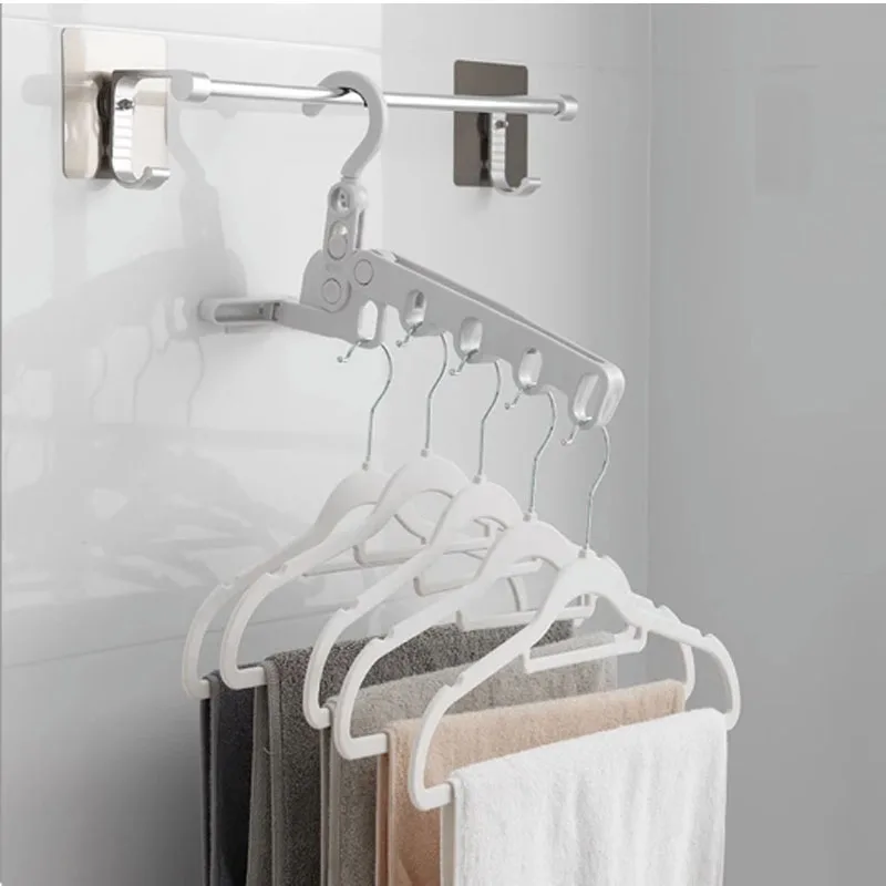 New Foldable 5-hole Clothes Drying Rack Indoor Clothes Rack Portable Travel Hotel Hanging Clothes Hook Clothes Hanger Save Space