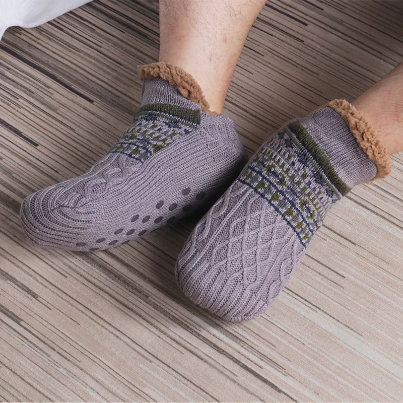 Men's Winter Snow Socks Thicken Warm Home Bedroom Socks Slippers Man Non-Slip Foot Warmer Carpet knitted Socks Calcetines Hombre