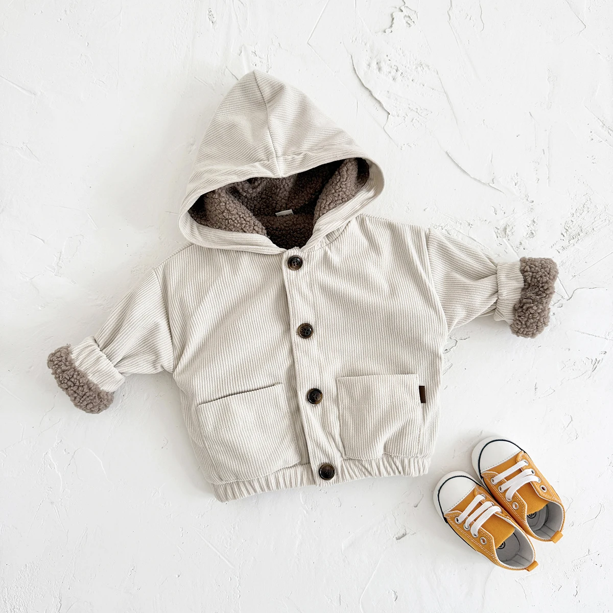 Winter Baby Girls Boys Clothes Thick Fleece Hoodie Infant Fruit Embroidery Tops Long Sleeves Children Cotton Jacket kids jackets winter cotton coat
