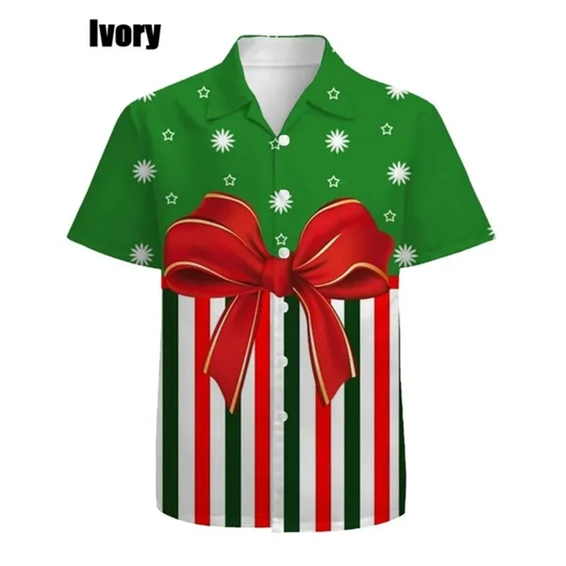 

New Men Casual Christmas Shirt Hairy Christmas Spoof Muscle Cosplay Santa Claus Gift Print Shirt Short Sleeve Lapel Button Shirt