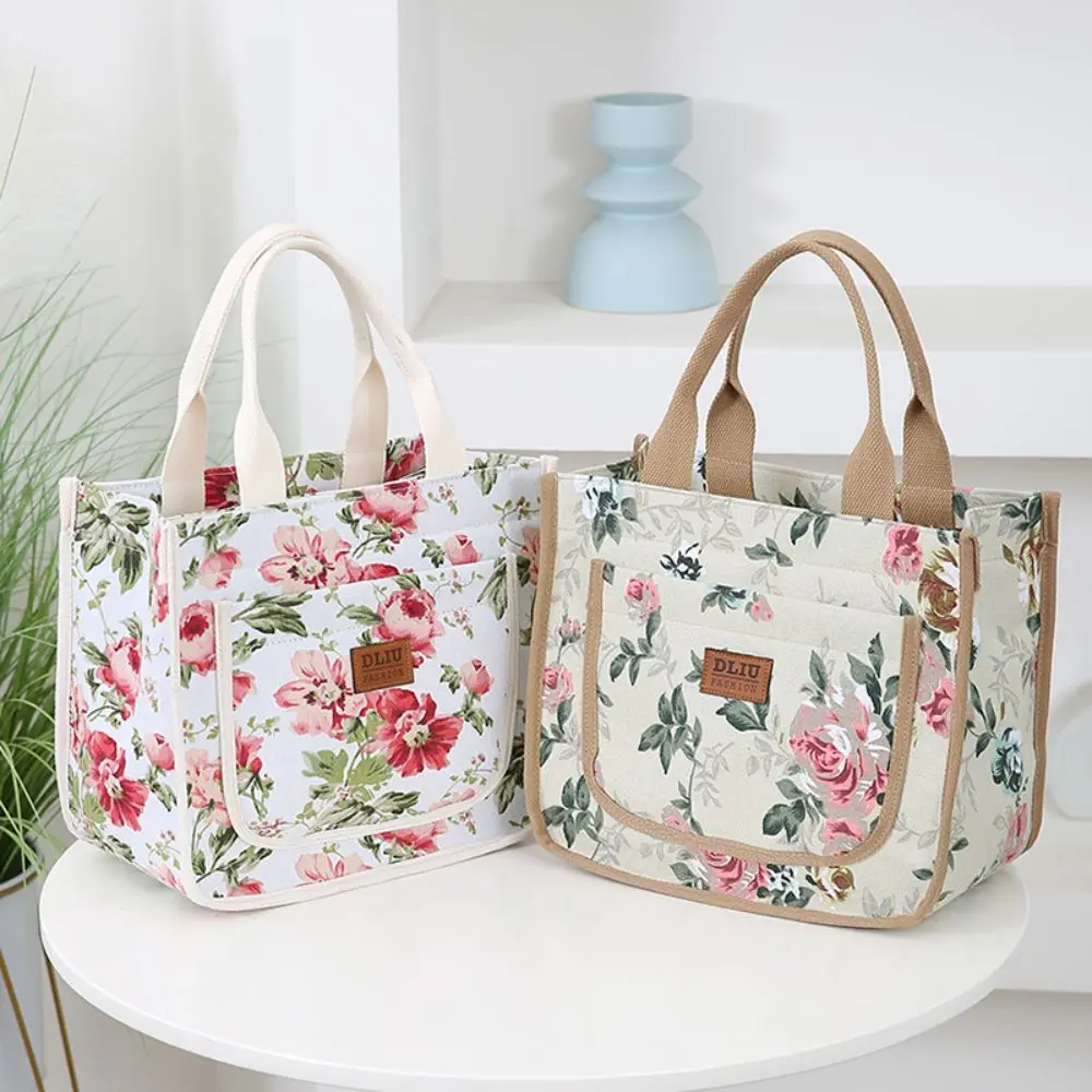 New Handbag Floral Print Lunch Bag Large Capacity Thermal Waterproof Insulated Bag Lunch Bag Women