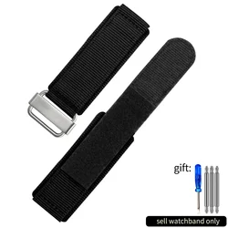 Durable Premium Nylon Hook and Loop Fastener Watch Strap for Outdoor Sports, Canvas Band 22 - 24 mm (Black - Steel)