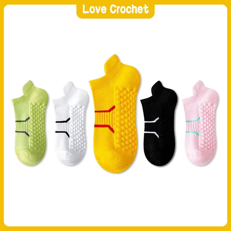 

Hot Women's Socks Solid Color Cotton Towel Bottom Sweat-Absorbing Short Socks Professional Running Non-Slip Women's Sports Socks