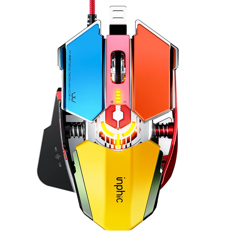 PG6 컴퓨터 마우스, USB 유선 게이밍 마우스, RGB 사일런트 마우스, 5500 DPI 기계식 마우스, 9 단추, PC 노트북 프로 게이머용