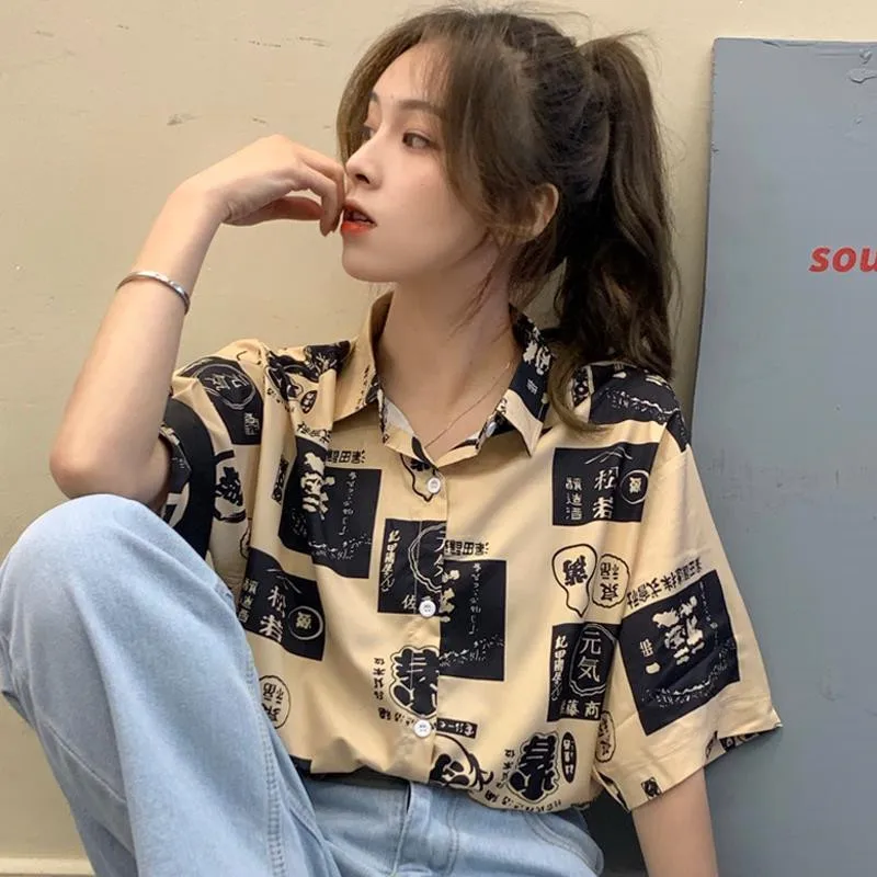 

Elegant Chiffon Women's Shirt Short Sleeve Print Spring Summer Loose Women Blouse Female Clothes Casual Top Tunic