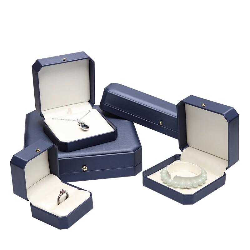 

Jewelry Box Fashion Luxury Earring Ring Necklaces & Pendants Boxes Octagonal Wedding Engagement Ring Jewelry Display Holder